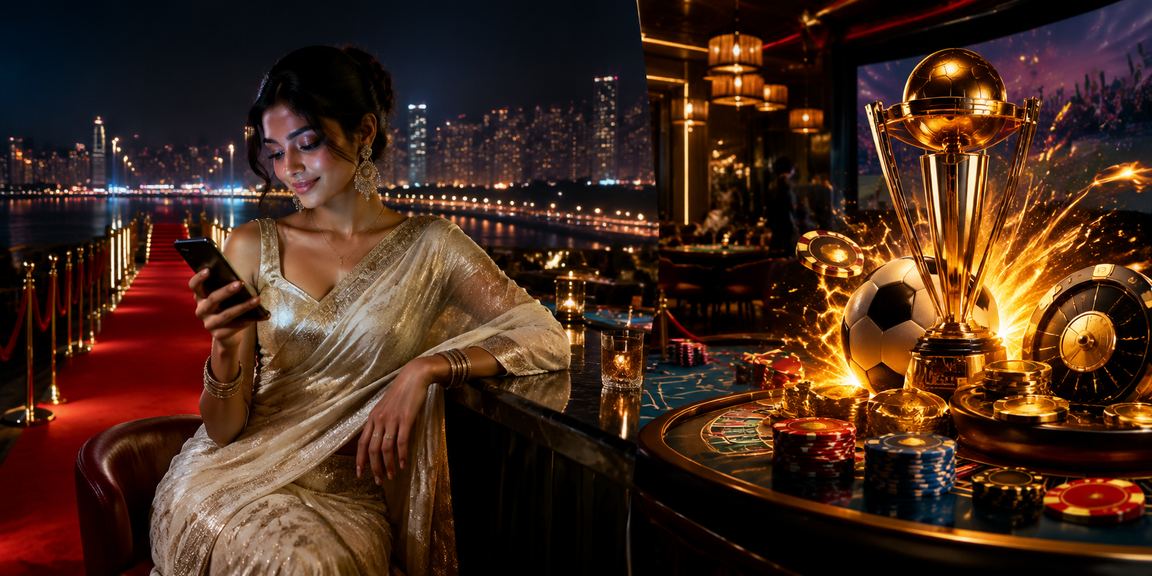 Mobile casino gaming in Mumbai Bandra area with a player in saree